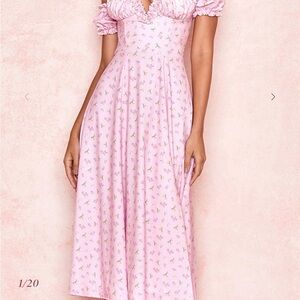 House of CB Pink Floral Midi Dress